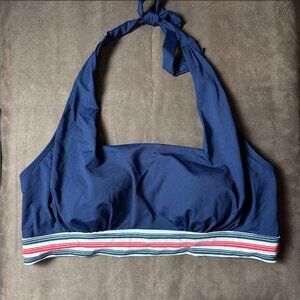 Lands' End‎ Women's L, L LONG Square Neck Halter Bikini Swimsuit Top Chlorin